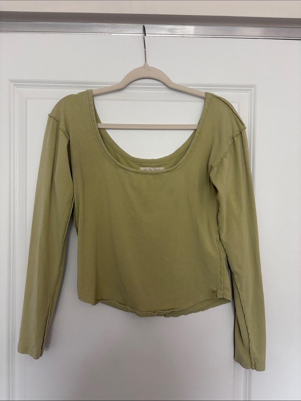 Free People Olive Scoop Neck Long Sleeve Tee